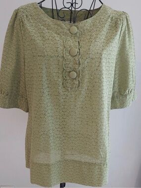 Vintage Banana Republic Blouse, Size Large, Sage Green, Floral Print